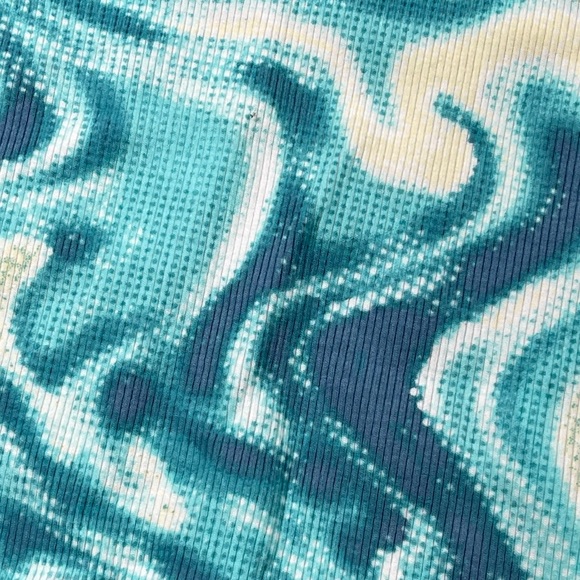 Wild Fable Sz Xs 90s vibe Slim Fit Tiny Crop Tank Top blue white cream swirl NWT - Picture 5 of 9